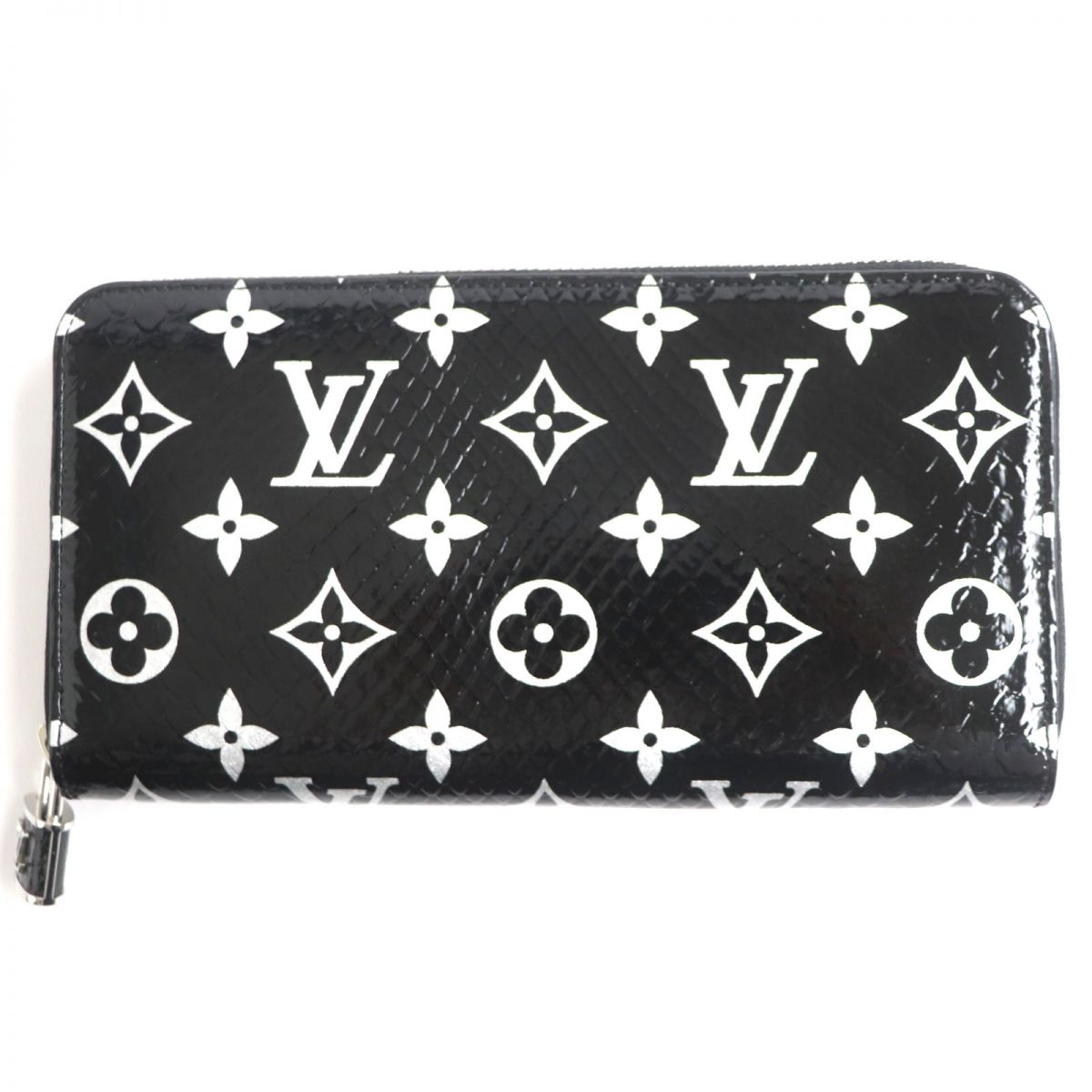 未使用品▼LOUIS VUITTON ルイヴィトン N96955 エキゾチック パイソンレザー モノグラム ラウンドファスナー カデナ ジッピーウォレット/長財布 ブラック×シルバー メンズ 箱・保存袋付き【中古】