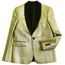 【ドンドン見直し】未使用品●CELINE セリーヌ 2V089016D テーラードジャケット/タキシード ゴールド×黒 44 イタリア製 正規品【中古】