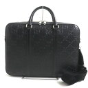 極美品▼GUCCI グッチ 658573 GGエンボス シルバー金具 2WAY レザーブリーフケース/ビジネスバッグ ブラック 伊製 メンズ 箱・保存袋付き【中...