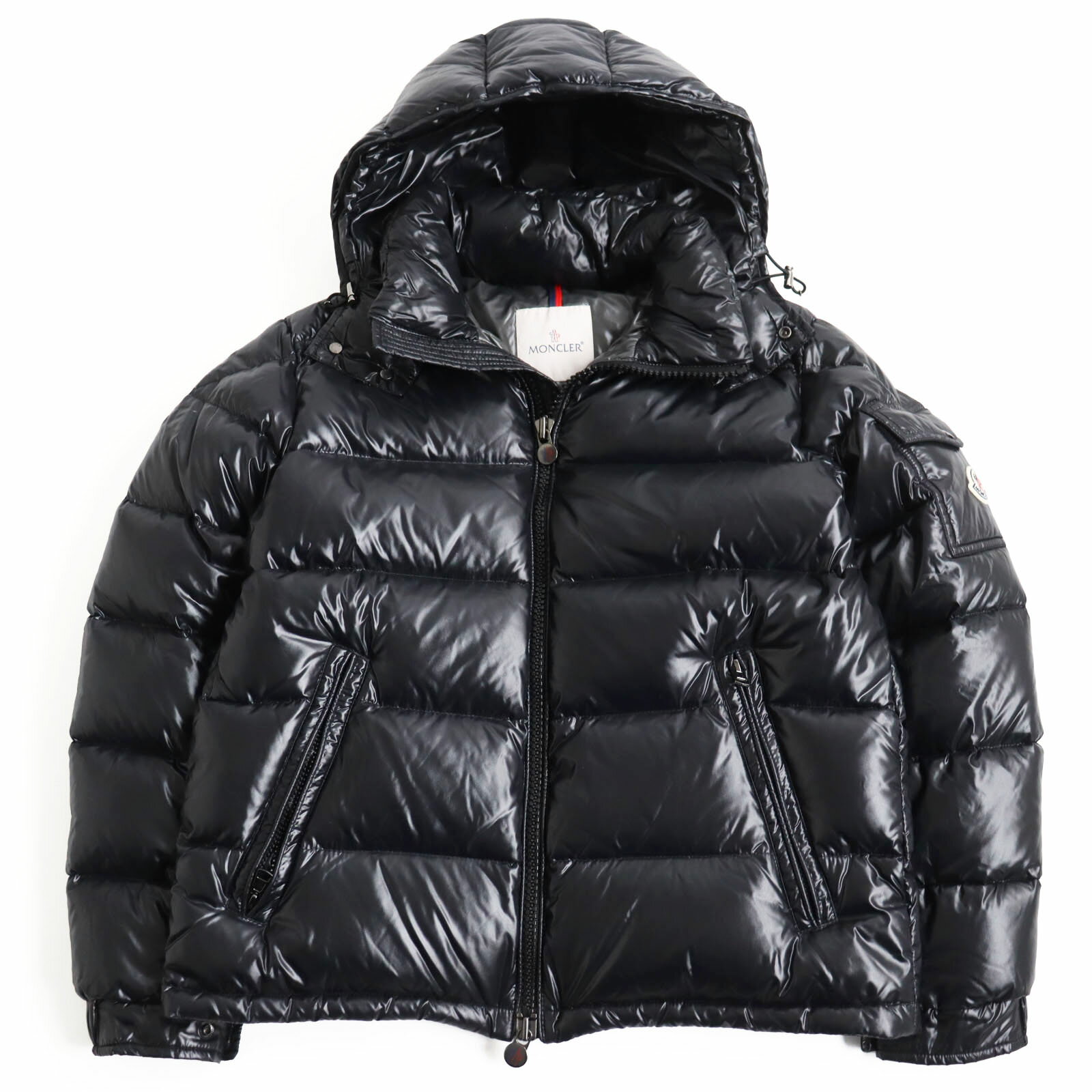 未使用品 MONCLER モンクレール 2018年製 MAYA GIUBBOTTO/マヤ ロゴワッペン付き ダブルジップ フーデッド ダウンジャケット ブラック 2 ハンガー ガーメント付き 国内正規品 メンズ【中古】