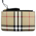 未使用品●BURBERRY バーバリー 8058472 KELBROOK ケルブックル レザー使い ヴィンテージチェック ノバチェック キーチェーン付き コインケース 小銭入れ ベージュ系 保存袋付き メンズ【中古】