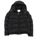 美品○MONCLER モンクレール 2019年製 E20914033805 54272 MONTGENEVRE GIUBBOTTO モンジュネーブル ウール100% ロゴワッペン フーデッド ダブルジップ ダウンジャケット ブラック 0 正規品 メンズ【中古】の商品画像