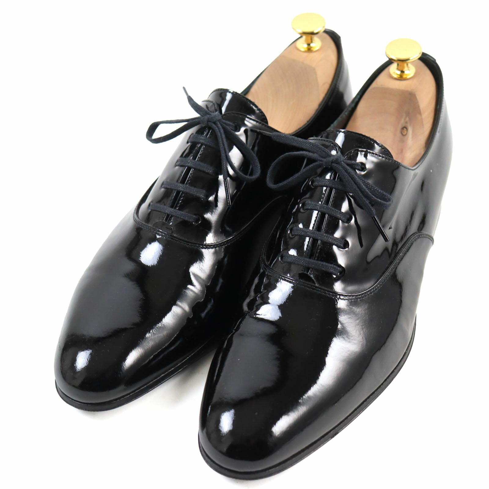 【ドンドン見直し】美品○John Lobb ジョンロブ CALISTO カリスト 8695ラスト プレーントゥ パテントレザー レザーシューズ ブラック 8 保存袋付き イタリア製 メンズ【中古】