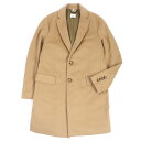 美品□BURBERRY バーバリー 22AW 8058261 ウール カシミヤ 襟裏ノバチェック ロゴボタン ロングコート チェスターコート キャメル 44 ガーメント付き イタリア製 正規品 メンズ【中古】