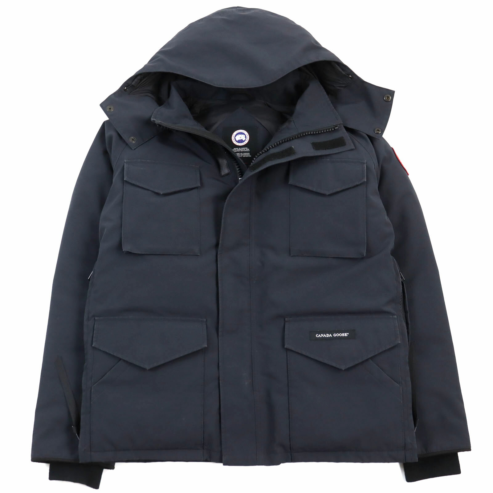 良品○CANADA GOOSE カナダグース 2620400007 CONSTABLE PARKA コンスタブルパーカ 4071MA ロゴワッペン付き ベンチレーション ダブルジップ フーデッド ダウンジャケット ネイビー XS カナダ製 正規品 メンズ