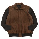 美品●Brioni ブリオーニ カシミヤ100% スウェードレザー切り替え ジップアップジャケット ブルゾン ブラウン XXL イタリア製 メンズ【中古】