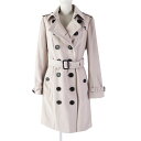 美品◎BURBERRY バーバリー SANDRINGHAM サンドリンガム カシミヤ100％ トレンチコート ライトピンクベージュ 44 正規品 レディース【中古】