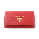 極美品★PRADA プラダ 1PG004 サフィアーノ メタル FUOCO（レッド） ロゴ金具・キーリング付 4連 レザーキーケース 箱付き イタリア製 レディース【中古】