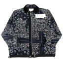 未使用品○Sacai サカイ 23AW 23-03152 M Bandana Quilted Jacket コットン100% ペイズリープリント 中綿入り レギュラーカラー ジップアップジャケット/ブルゾン ネイビー系 2 日本製 正規品 メンズ【中古】