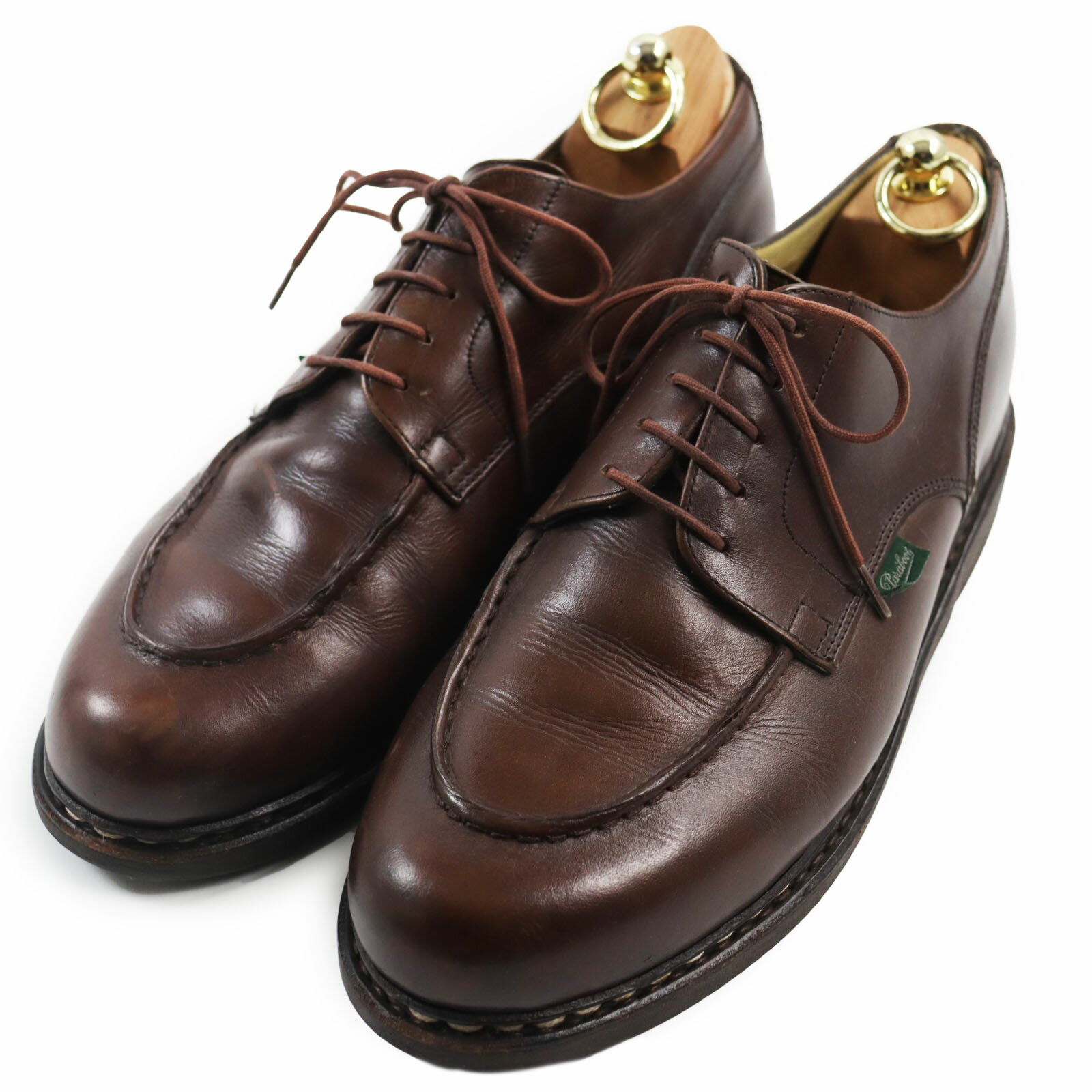 【ドンドン見直し】良品●Paraboot パラブーツ CHAMBORD シャンボード Uチップ レザーシューズ ブラウン 8.5 フランス製 メンズ【中古】