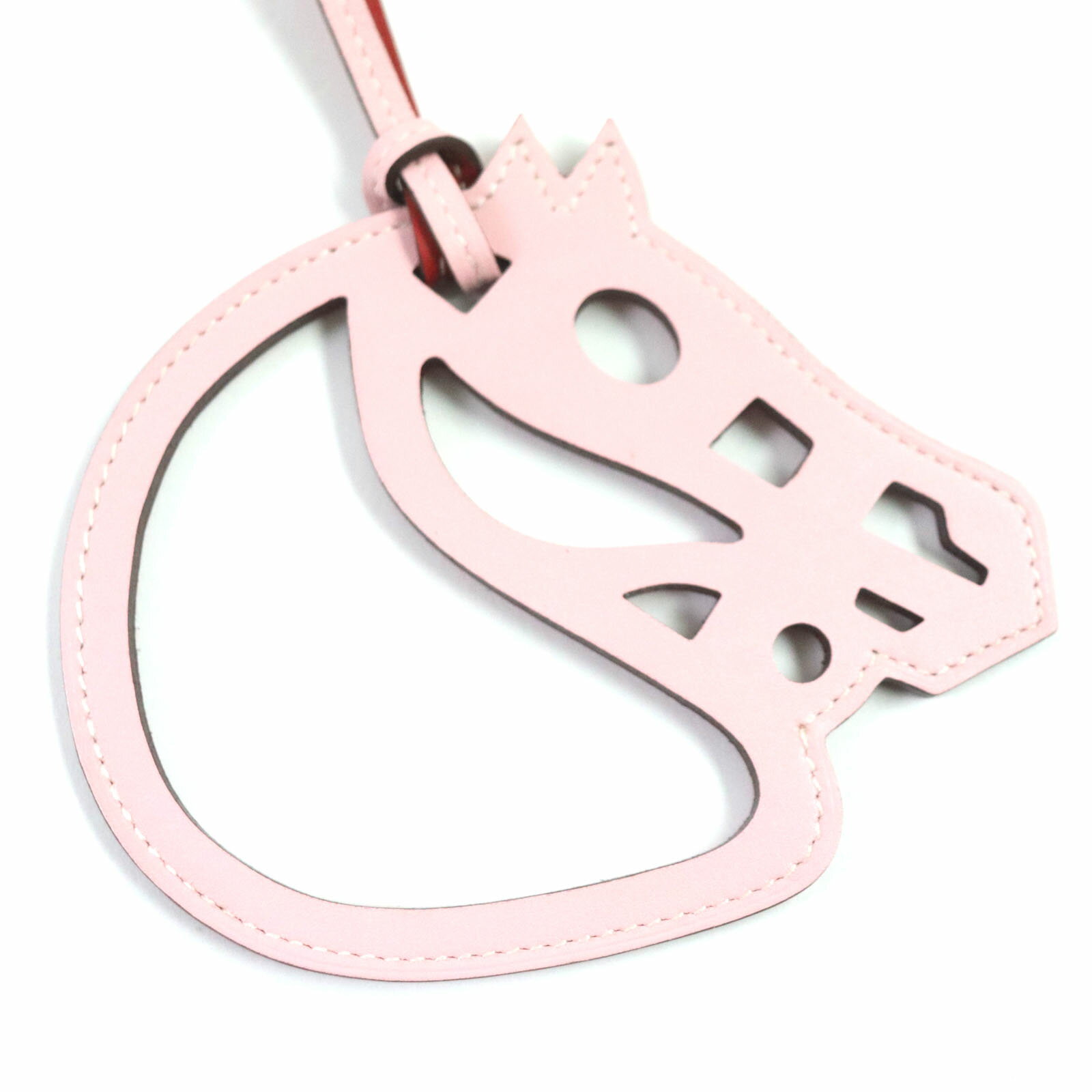 未使用品▼HERMES エルメス パドックシュバル ホースモチーフ スイフト レザー チャーム ピンク レッド フランス製 レディース【中古】のサムネイル