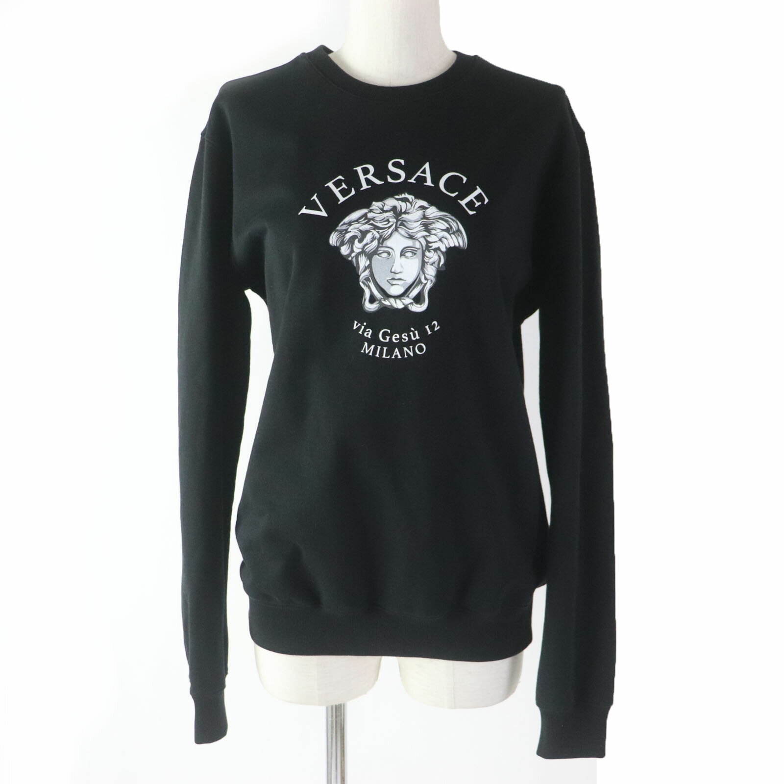 美品☆VERSACE ヴェルサーチ 2020年製 A88693 メデューサ 長袖 スウェットシャツ トレーナー トップス ブラック XS イタリア製 正規品 レディース【中古】