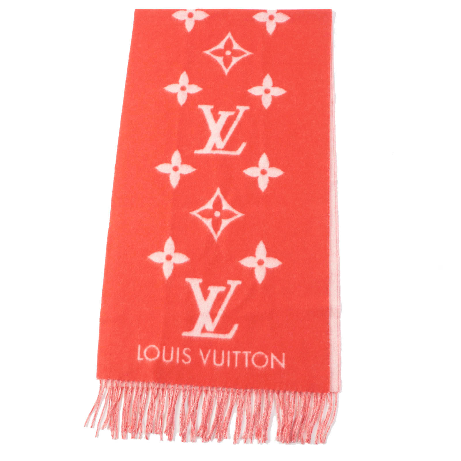 【中古】極美品◎LOUIS VUITTON ルイヴィトン 23年製 M78906 レイキャビック カシミヤ100％ ルージュ マフラー 170×45cm 箱付き イタリア製 正規品 レディース