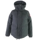 良品□CANADA GOOSE カナダグース 5805L DEEP COVE BOMBER ロゴワッペン付き フーデッド WZIP ダウンコート ダウンジャケット ブラック XS カナダ製 正規品 レディース【中古】