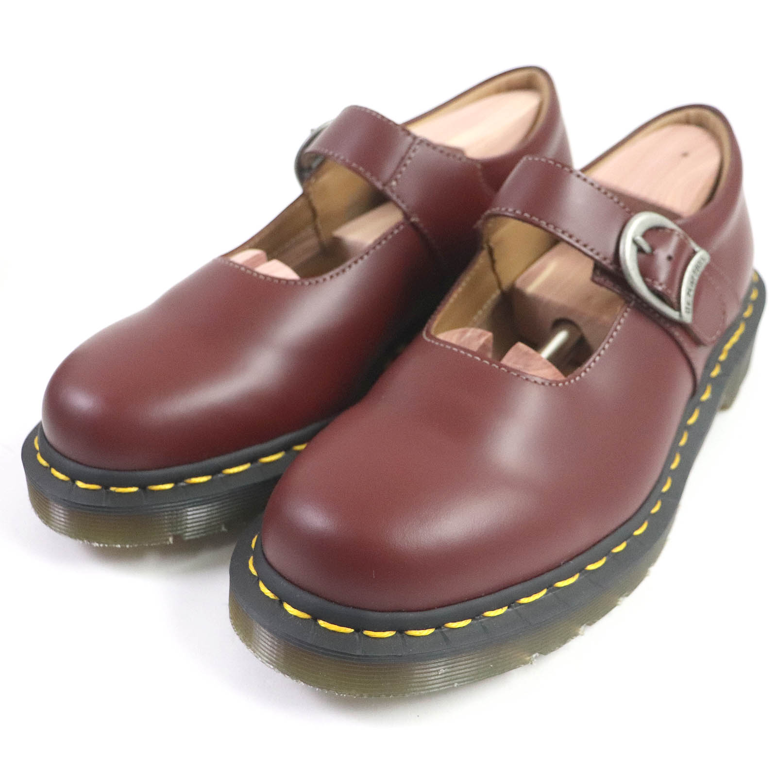 未使用品□Dr.Martens ドクターマーチン COMME des GARCONS コムデギャルソン MIE MARY JANE スムースレザー ストラップシューズ チェリーレッド 6 箱付き イングランド製 レディース【中古】