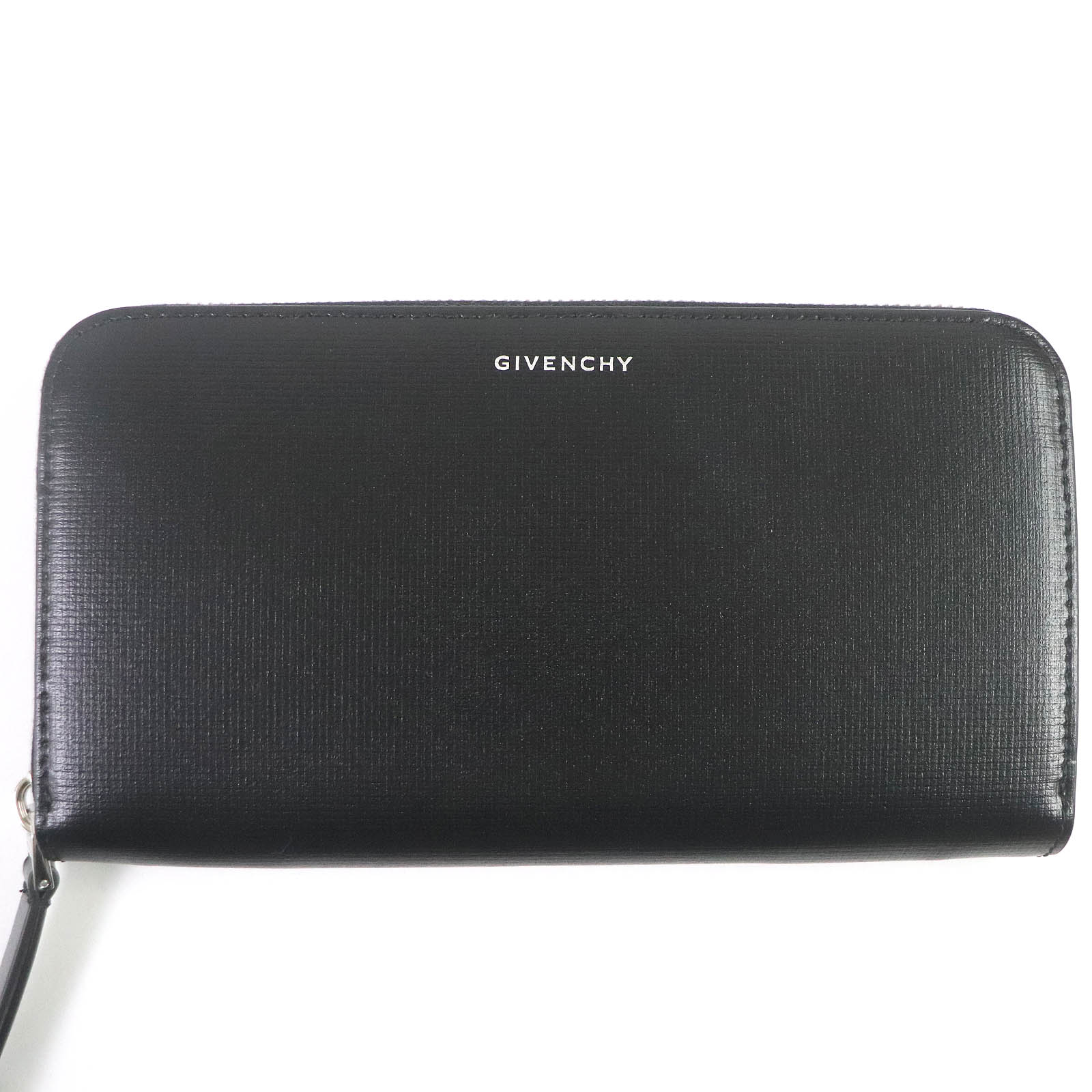 未使用品□GIVENCHY ジバンシィ BK6097 ロゴプリント ラウンドファスナー レザーロングウォレット 長財布 ブラック 箱・保存袋付き イタリア製 メンズ【中古】