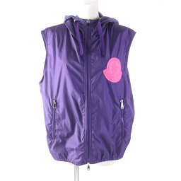 極美品★MONCLER モンクレール 18年製 MEXICO GILET フード・デカロゴワッペン付 ZIP UP ナイロンベスト パープル 1 正規品 レディース【中古】