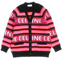 極美品▼CELINE セリーヌ 23AW 2AC22579S ウール100% ロゴスキー ジャガードニット オーバーサイズ ロゴ入りボタン カーディガン ブラッ...