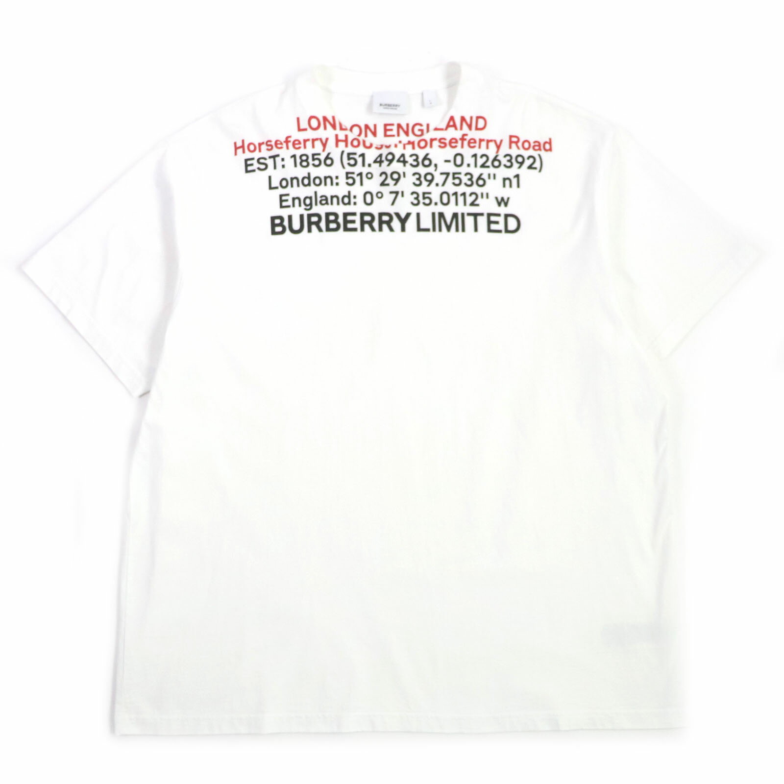 極美品▼BURBERRY バーバリー 22SS 8048323 コットン100% ロケーションプリント クルーネック 半袖Tシャツ ホワイト L 正規品【中古】