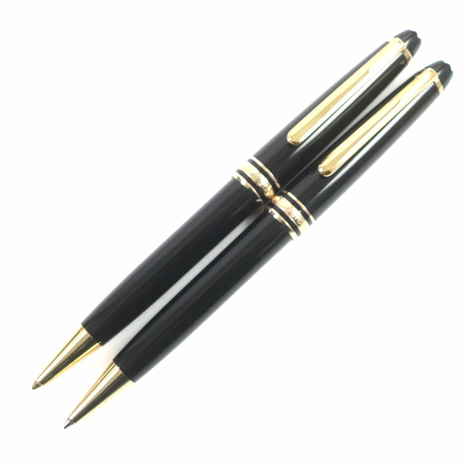 美品▼MONTBLANC モンブラン マイスターシュテュック クラシック ホワイトスター シャープペンシル ボールペン 2本セット ブラック ゴールド ケース付き ドイツ製 メンズ【中古】