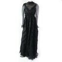 美品◎VALENTINO ヴァレンティノ シルク100% シースルー長袖 超ロング丈 フレアドレス/ワンピース ブラック 40 イタリア製 正規品 レディース【...