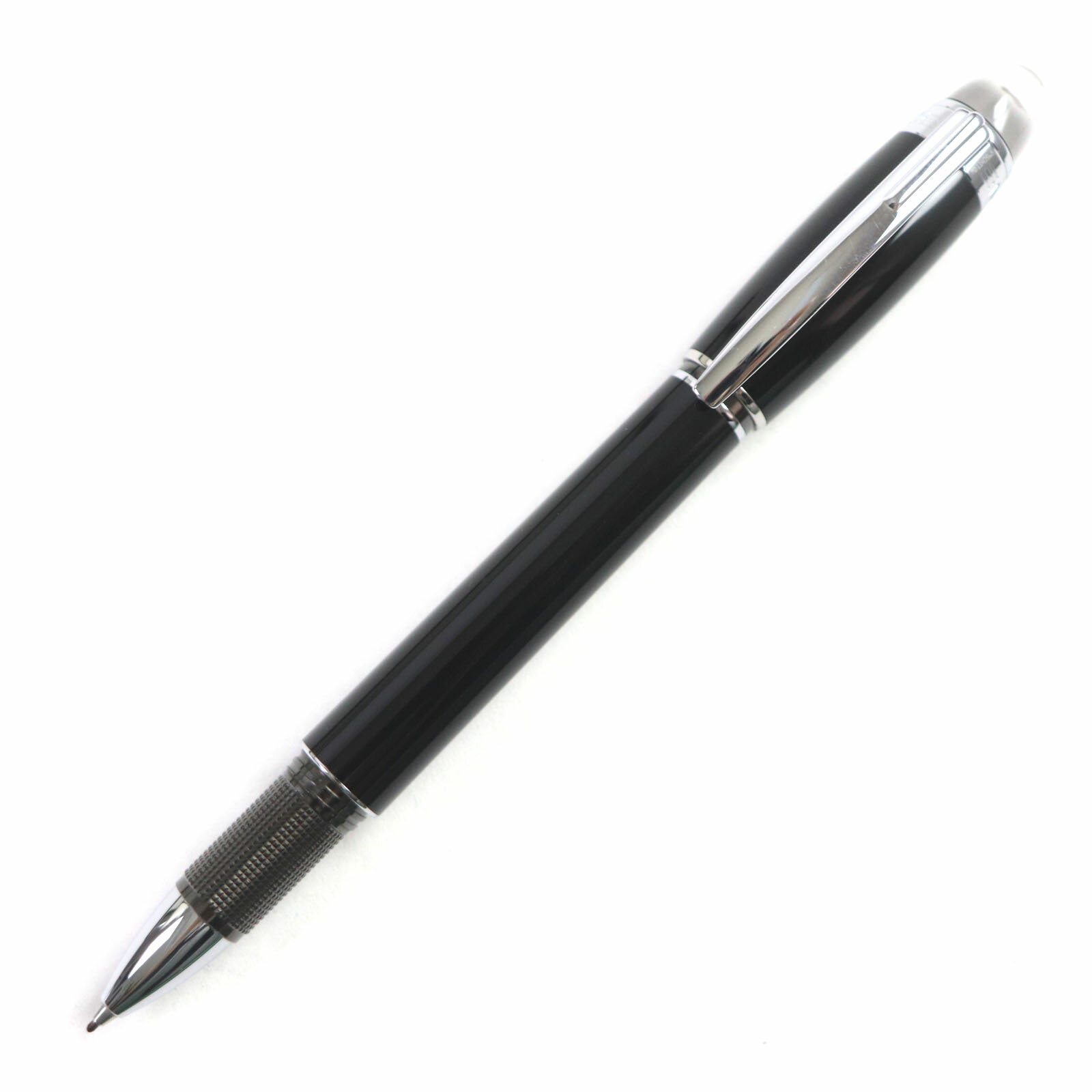 美品▼MONTBLANC モンブラン スターウォーカー プレシャスレジン ホワイトスター ボールペン ブラック シルバー ケース付き ドイツ製 メンズ 筆記確認済み【中古】