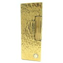 良品△Dunhill ダンヒル 総柄 ロゴ刻印入り ローラー式 喫煙グッズ スクエア型 ガスライター ゴールド メンズ 着火確認済み オススメ◎【中古】