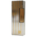 良品●Dunhill ダンヒル ストライプ柄 ロゴ刻印入り ローラー式 喫煙グッズ ガス ライター シルバー ゴールド スイス製 メンズ 着火確認済み【中古】