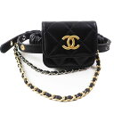 極美品◎CHANEL シャネル AP2553 ラムレザー Air Pods ケース マトラッセ アームバンド付き チェーン ベルト ブラック ゴールド シルバー...