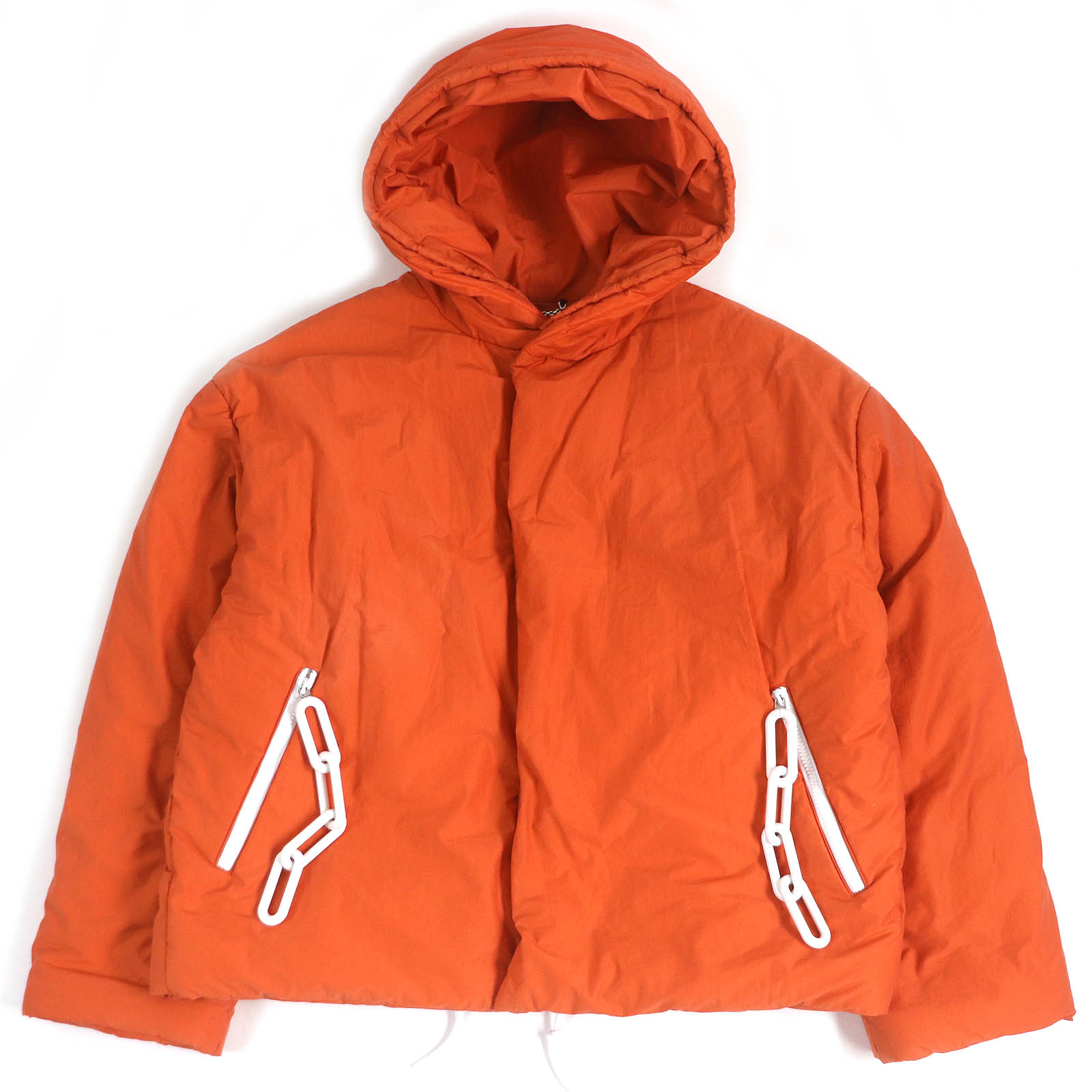 美品□LOUIS VUITTON ルイヴィトン HHB01ENIS Snapped Button Padded Anorak Jacket LVロゴワッペン 中綿 パテッドアノラックジャケット ブルゾン オレンジ 44 フランス製 正規品 メンズ【中古】