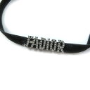 美品★Christian Dior クリスチャンディオール J’ADIOR ラインストーンロゴ ベロア使い ロゴ金具付 チョーカー ブラック シルバー レディー...