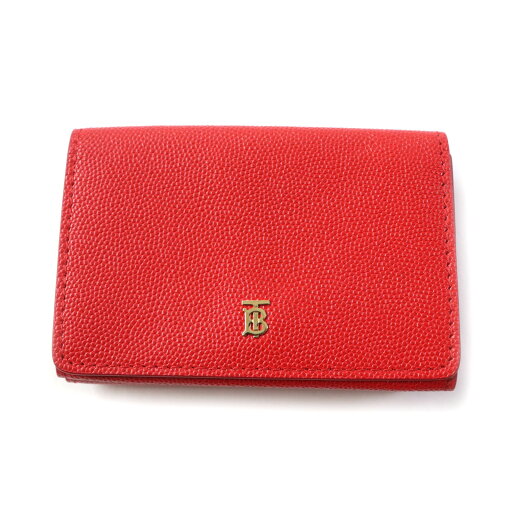 未使用品★BURBERRY バーバリー TBロゴ レザー コンパクトウォレット/三つ折り財布 レッド 保存袋付き イタリア製 レディース【中古】 未使用品★BURBERRY バーバリー TBロゴ レザー コンパクトウォレット/三つ折り財布 レッド 保存袋付き イタリア製 レディース【中古】
