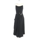極美品▼PRADA プラダ バージンウール100% ノースリーブ シルバーロゴ金具 2WAY ワンピース ドレス ブラック 38 イタリア製 正規品【中古】