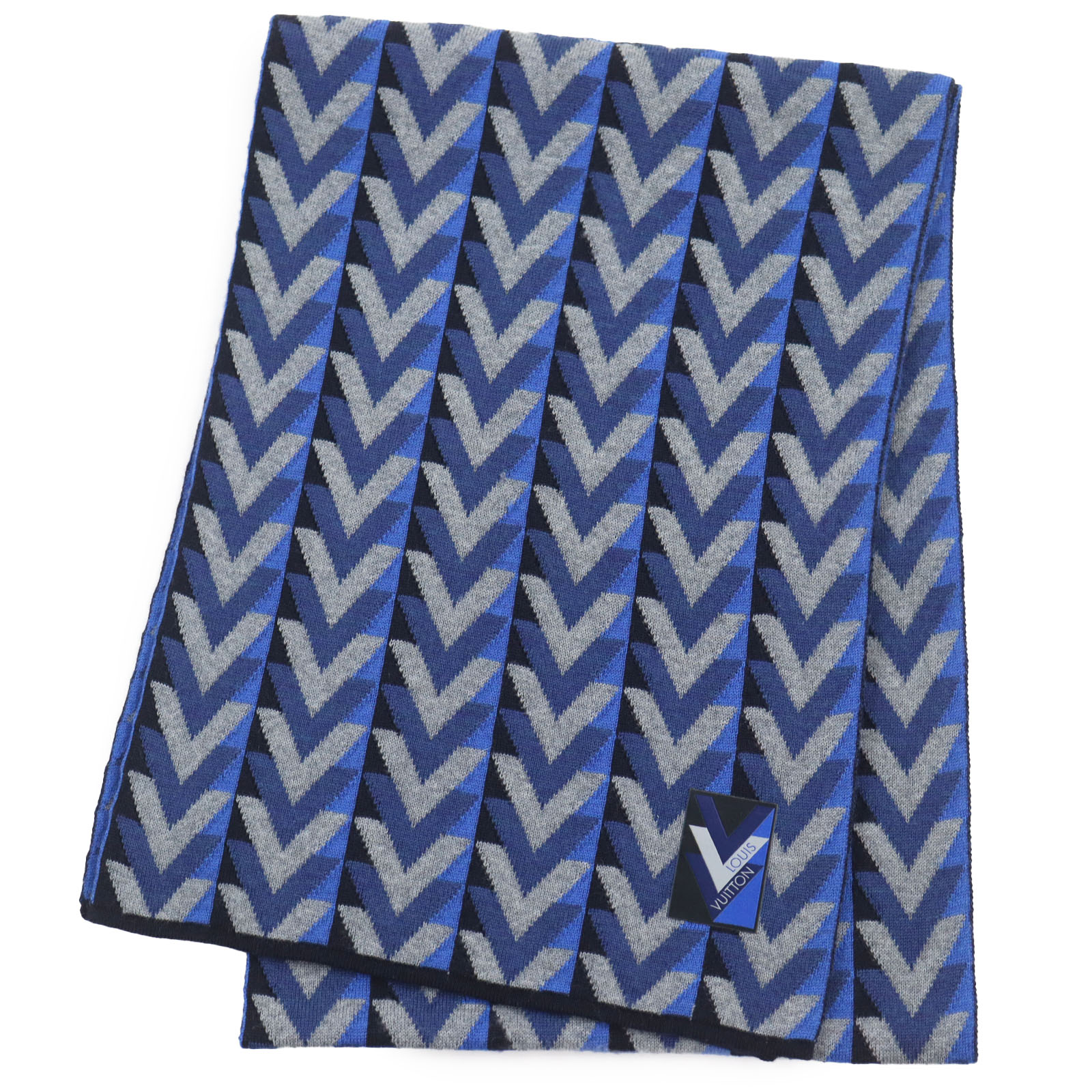 美品●LOUIS VUITTON ルイヴィトン M70301 エシャルプ・Vオブセシオン ロゴタグ付き ストール マフラー ..