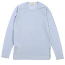美品▼HERMES エルメス カシミヤ100% Uネック ハイゲージニット 薄手 セーター ライトブルー M イタリア製 正規品 メンズ【中古】