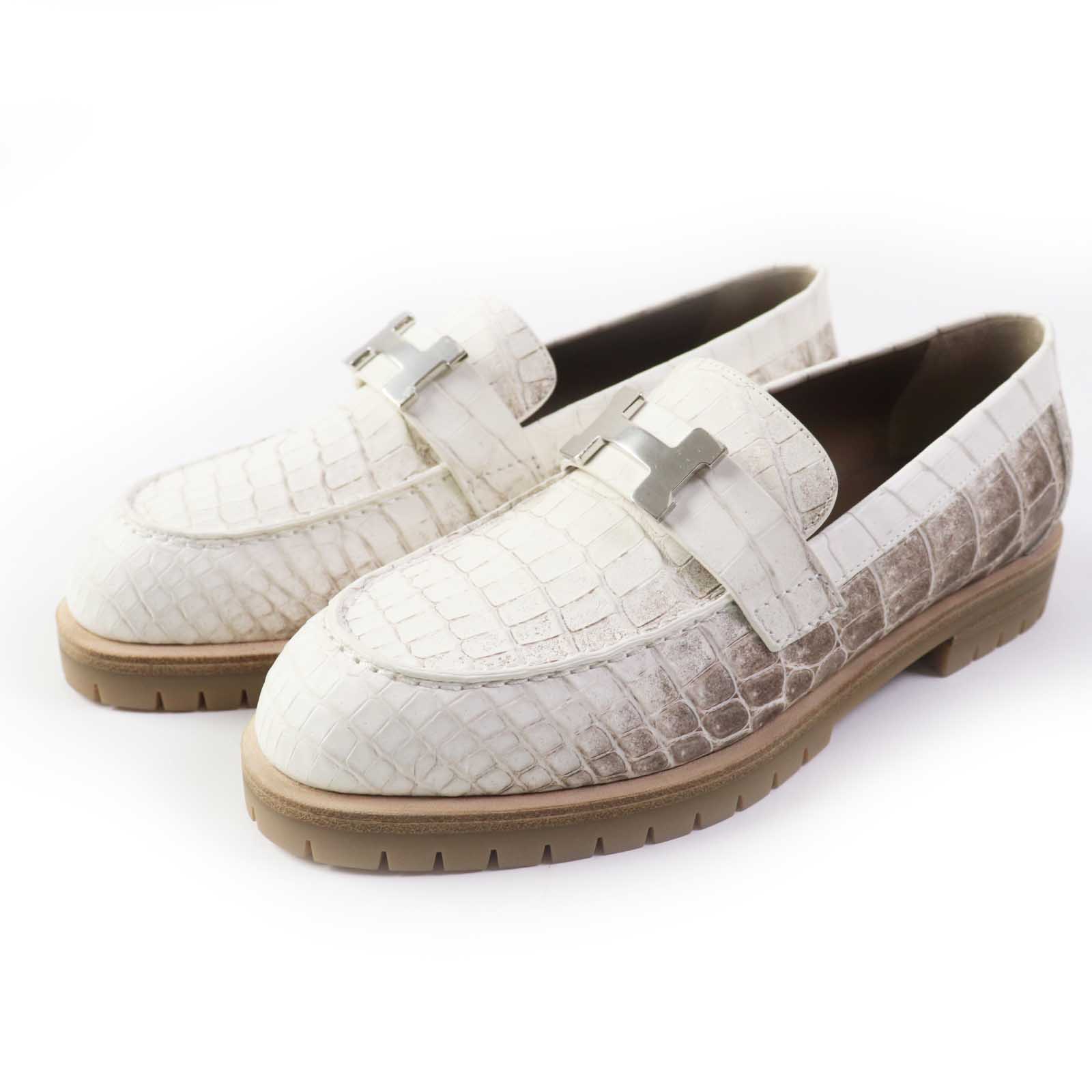 未使用品◎HERMES エルメス フォーブル クロコダイル ヒマラヤ シルバー金具 ニロティカス マット モカシン 36 保存袋付き イタリア製 レディース【中古】のサムネイル