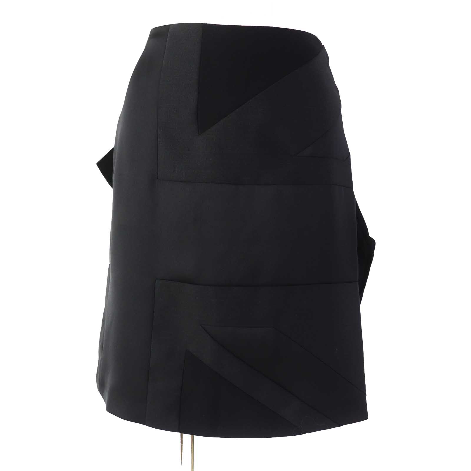 未使用品◎BURBERRY バーバリー 8046842 モヘア ヴァージンウール デザイン ZIP スカート ブラック 34 イタリア製 レディース【中古】