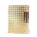 外装美品★Dupont デュポン ライン1 ダイヤモンドヘッド ショート スクエア型 ローラー式 ガスライター ゴールド ケース付き フランス製 メンズ 着火不可【中古】