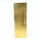 外装美品☆Dunhill ダンヒル スクエア 総柄 ローラー式 ガス ライター ゴールド スイス製 メンズ 着火不可【中古】