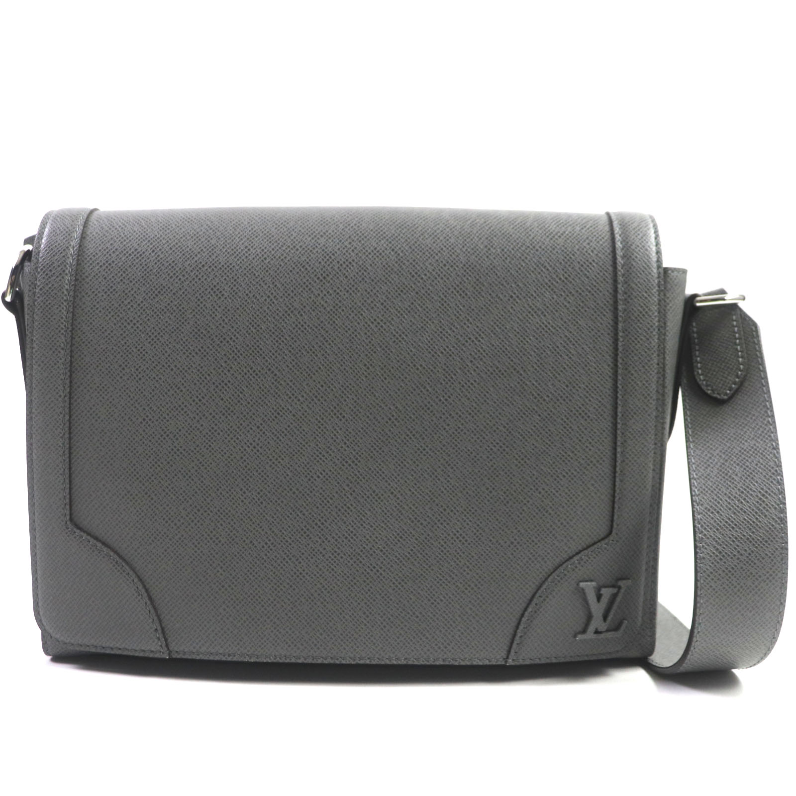 極美品▼LOUIS VUITTON ルイヴィトン M30808 ニューフラップ メッセンジャー タイガ グリ LVロゴ レザー ショルダーバッグ イタリア製 メンズ【中古】