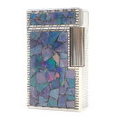 極美品□Dupont デュポン ライン1 ロング シェルモザイク ローラー式 ガスライター シルバー ブルー ケース付き フランス製 メンズ 着火確認済み【中古...
