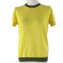 極美品☆MONCLER モンクレール MAGLIA カシミヤ100% 半袖ニット トップス イエロー カーキ M 正規品 レディース【中古】(4)