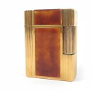 外装美品☆Dupont デュポン ライン1 ショート ラッカー ローラー式 ガスライター ブラウン(マーブル) ゴールド フランス製 メンズ 着火不可【中古】