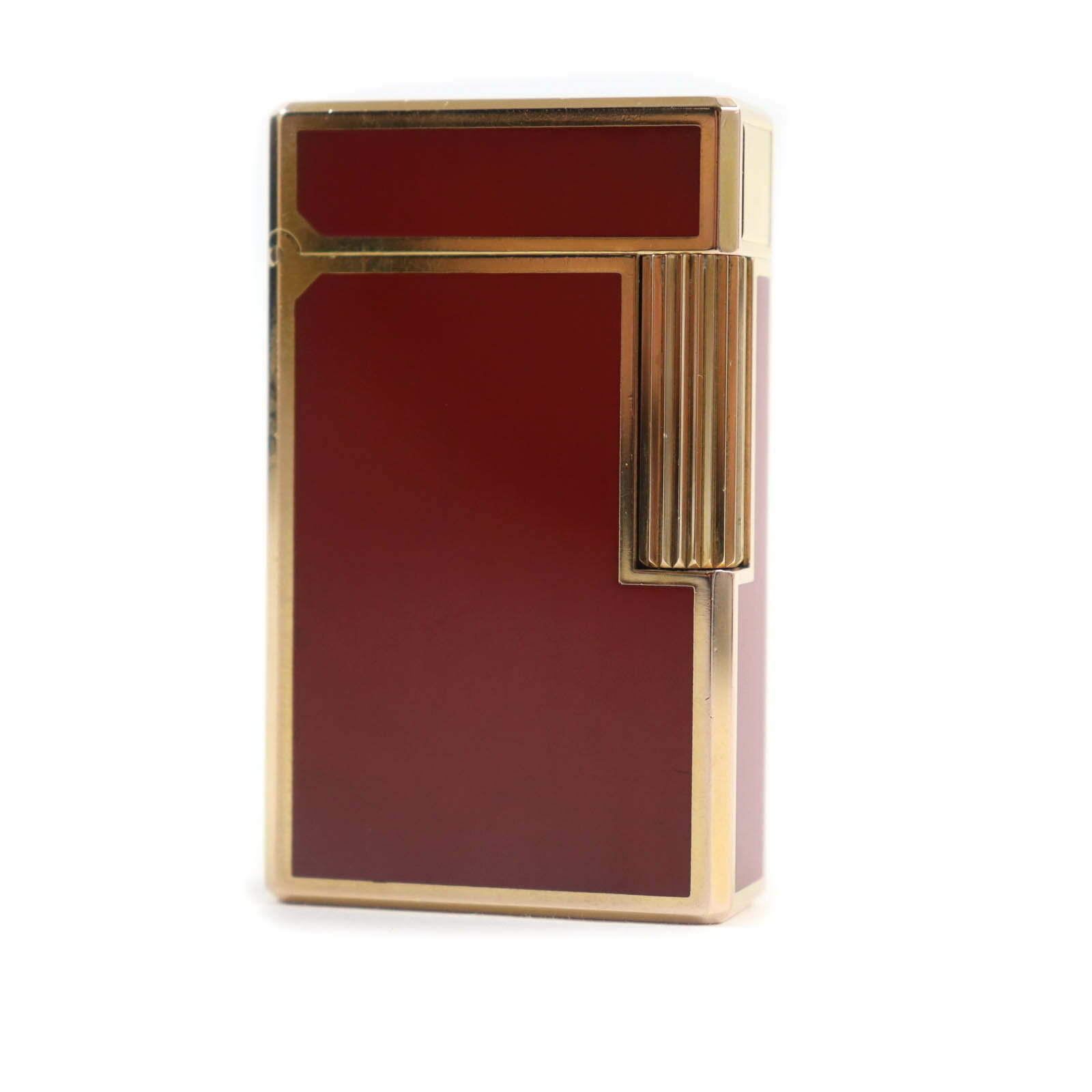 外装良品★Dupont デュポン ライン1 ロング ラッカー ローラー式 ガス ライター レッド ゴールド フラン..