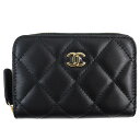 未使用品△CHANEL シャネル AP0216 クラシック ジップ コインパース マトラッセ ココマーク金具 レザー コインケース ブラック 保存袋付き イタリア製 レディース 大人気 大人可愛い オススメ◎【中古】
