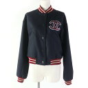 極美品☆CHANEL シャネル 04P P23751V14325 ウール100% ココマーク付 スタジャン ダークネイビー 38 フランス製 正規品 レディース...