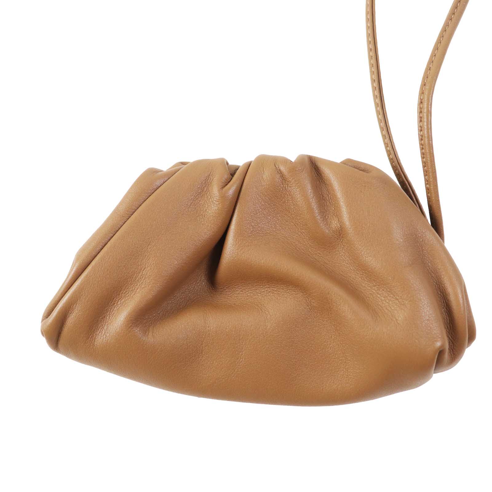 極美品◎BOTTEGAVENETA ボッテガヴェネタ 577816 ザ ポーチ ショルダー付き ガマ口 レザー コインケース ブラウン 箱・保存袋付き イタリア製 レディース【中古】