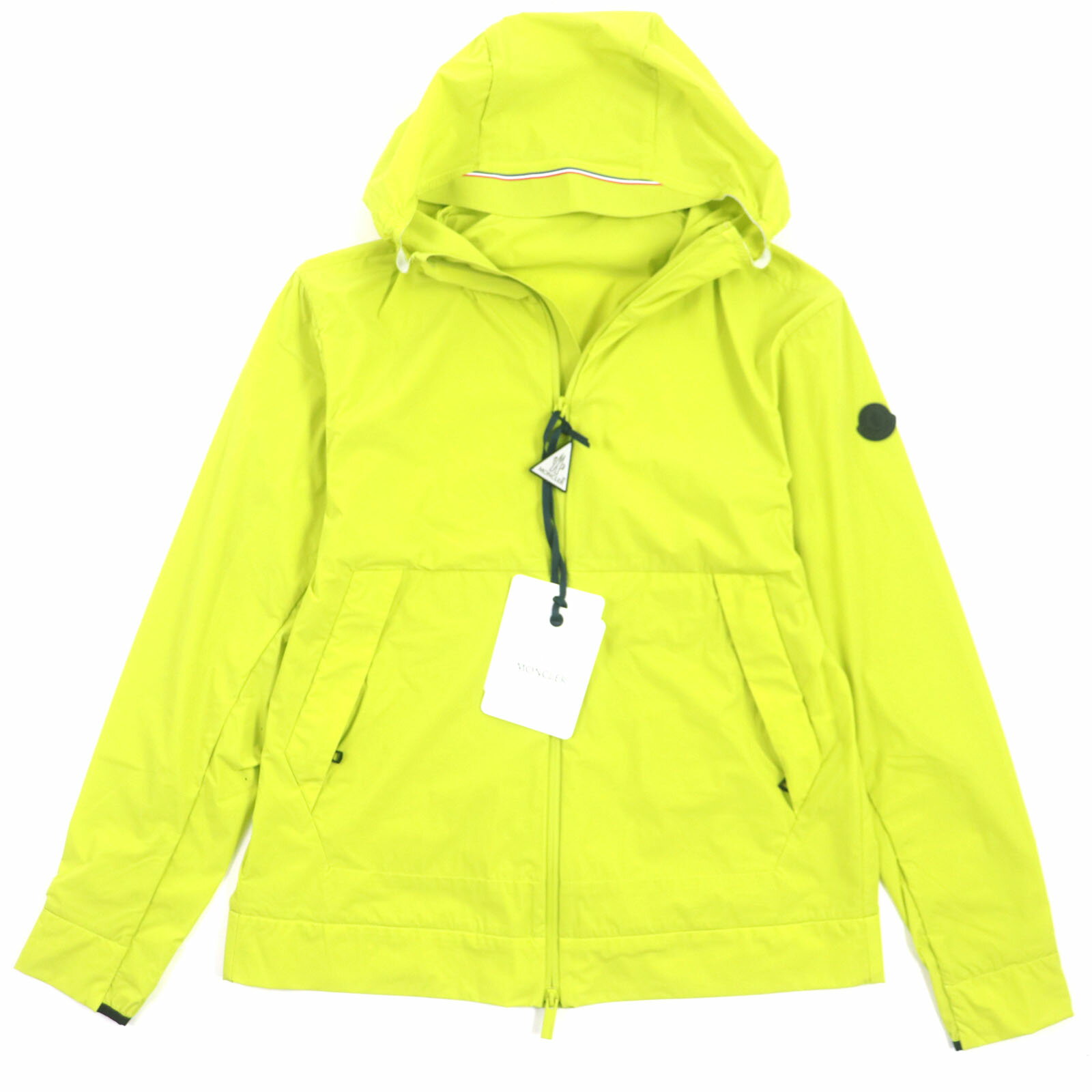 未使用品▼MONCLER モンクレール 21SS GIVRAY 撥水 フード・ラバーロゴワッペン付き WZIP ナイロンジャケット ライムイエロー 3 正規品 メンズ【中古】