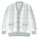 極美品□DIOR ディオール オム 213M236AT427 モヘア CDロゴ アーガイル ロゴボタン ニット カーディガン ブルー系 M イタリア製 正規品 ...