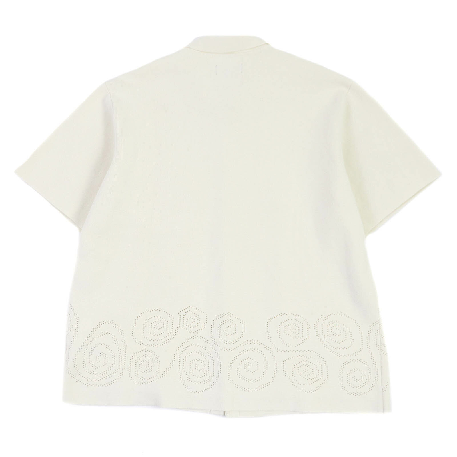 極美品□STUSSY ステューシー 23SS Perforated Swirl Knit Shirt コットン パーフォレーテッド 半袖 ニットシャツ アイボリー M 正規品 メンズ【中古】